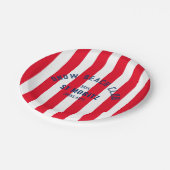 Sneeuwstrandclub Red Cabana Stripe Winter Papieren Bordje (Gekanteld)