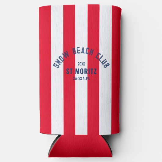 Sneeuwstrandclub Red Cabana Stripe Winter Seltzer Blikjeskoeler (Voorkant)