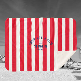 Sneeuwstrandclub Red Cabana Stripe Winter Sherpa Deken