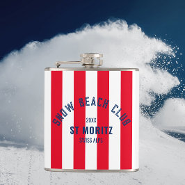 Sneeuwstrandclub Red Cabana Stripe Winterfeest Heupfles