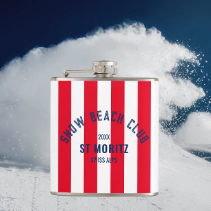 Sneeuwstrandclub Red Cabana Stripe Winterfeest Heupfles