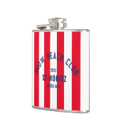 Sneeuwstrandclub Red Cabana Stripe Winterfeest Heupfles (Links)