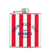 Sneeuwstrandclub Red Cabana Stripe Winterfeest Heupfles (Voorkant)