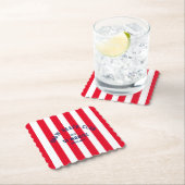 Sneeuwstrandclub Rode Cabana Streep Bestemming Kartonnen Onderzetters (Insitu)