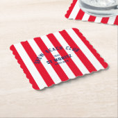 Sneeuwstrandclub Rode Cabana Streep Bestemming Kartonnen Onderzetters (Gebogen)