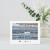 Sneeuwswan-briefkaart met prettige kerstdagen briefkaart (Staand voorkant)
