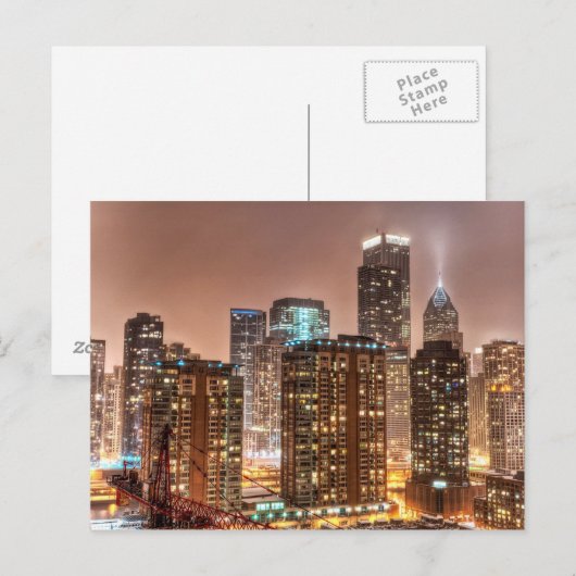 Sneeuwt herfsten over skyline in Chicago Briefkaart (Voorkant / Achterkant)