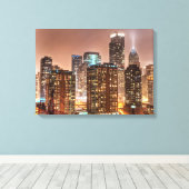 Sneeuwt herfsten over skyline in Chicago Canvas Afdruk (Insitu (Houten vloer))