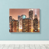 Sneeuwt herfsten over skyline in Chicago Canvas Afdruk (Insitu (Houten vloer))