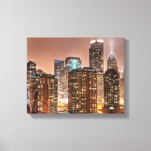 Sneeuwt herfsten over skyline in Chicago Canvas Afdruk (Voorkant)