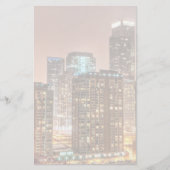Sneeuwt herfsten over skyline in Chicago 's avonds Briefpapier (Voorkant)