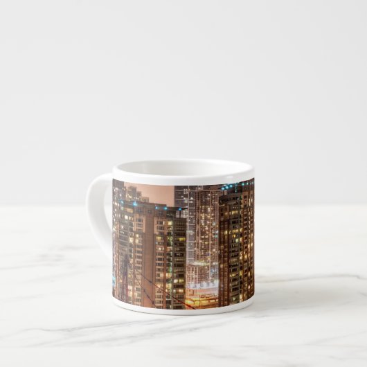 Sneeuwt herfsten over skyline in Chicago 's avonds Espresso Kop (Links)