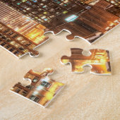 Sneeuwt herfsten over skyline in Chicago 's avonds Legpuzzel (Zijkant)