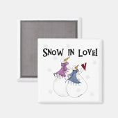 Sneeuwt in Love Snowman T-shirts en cadeautjes Magneet (Voorkant / Achterkant)