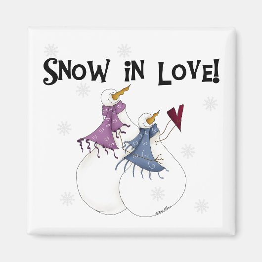 Sneeuwt in Love Snowman T-shirts en cadeautjes Magneet (Voorkant)