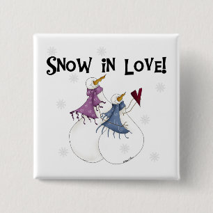 Sneeuwt in Love Snowman T-shirts en cadeautjes Vierkante Button 5,1 Cm