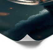 Sneeuwt wereldbol met kerstboom en huis binnen. poster (Hoek)