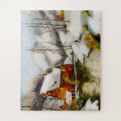 Sneeuwtafereel met waterrad legpuzzel (Verticaal)