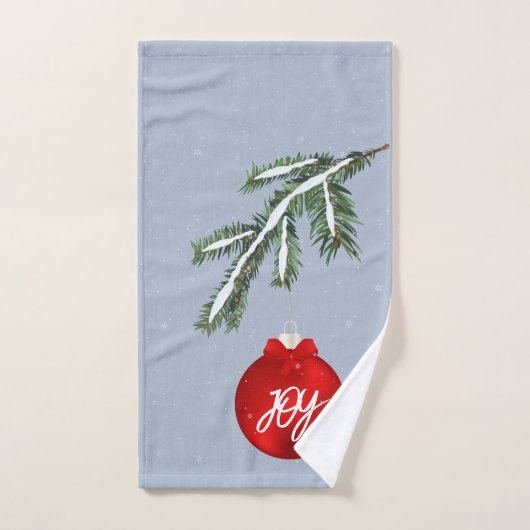 Sneeuwtak en rode ornamenten handdoek (Handdoek)