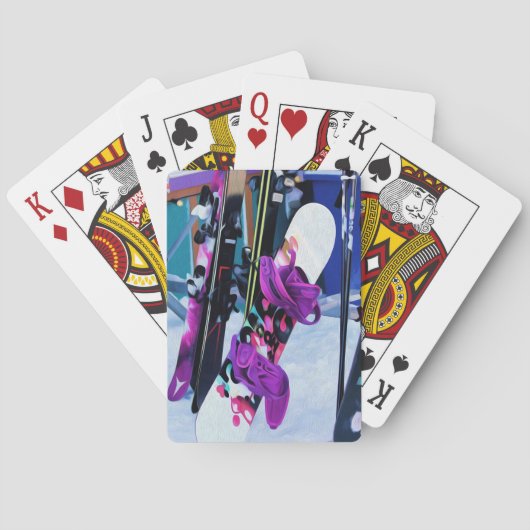 Sneeuwtijd - Snowboards en Skis Pokerkaarten (Achterkant)