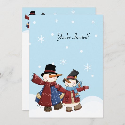 SNEEUWTIJD SNOWMAN Winter Party nodigt uit Kaart (Voorkant / Achterkant)