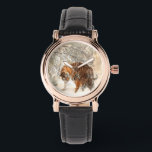sneeuwtijgers horloge<br><div class="desc">Tijger moeder en kind lopen op sneeuw.</div>