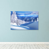 Sneeuwtopbergen Olieschilderdruk Canvas Afdruk (Insitu (Houten vloer))