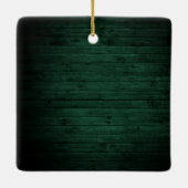 Sneeuwtopgroen hout Onze eerste kerstfoto Keramisch Ornament (Achterkant)