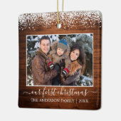 Sneeuwtophout Onze eerste kerstfoto Keramisch Ornament (Links)