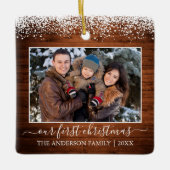 Sneeuwtophout Onze eerste kerstfoto Keramisch Ornament (Voorkant)