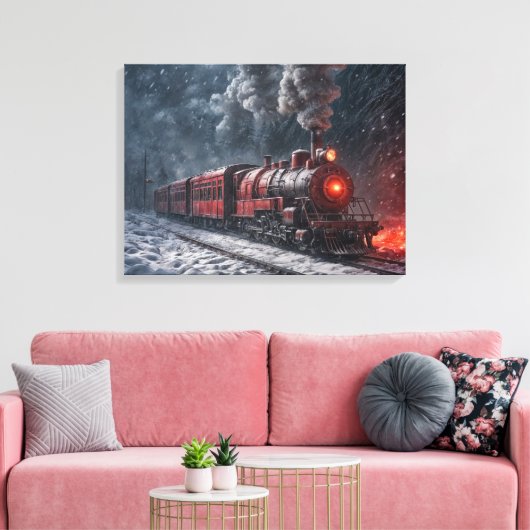 sneeuwtrein canvas afdruk (Insitu (Woonkamer))