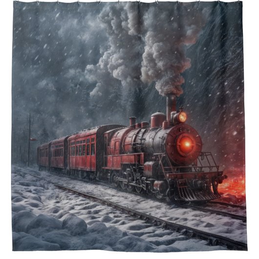  sneeuwtrein douchegordijn (Voorkant)