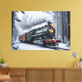 Sneeuwtrein in het winterlandschap canvas afdruk (Insitu (Woonkamer))