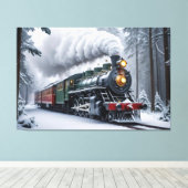 Sneeuwtrein in het winterlandschap canvas afdruk (Insitu (Houten vloer))