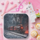  sneeuwtrein papieren bordje (Feest)