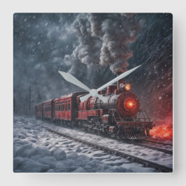 sneeuwtrein vierkante klok