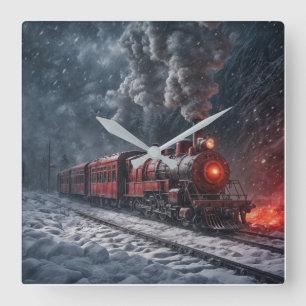 sneeuwtrein vierkante klok