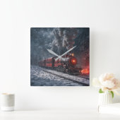  sneeuwtrein vierkante klok (Huis)