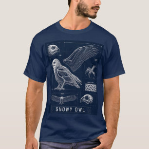 Sneeuwuil Anatomie Blauwdruk T-shirt