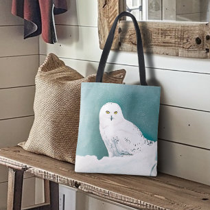 Sneeuwuil Arctische Winterlucht Sneeuw Teal Tote Bag