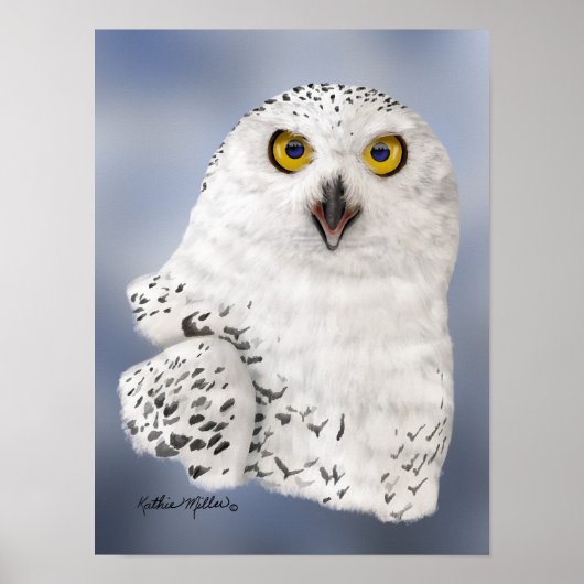 Sneeuwuil Caricatuur Poster (Voorkant)