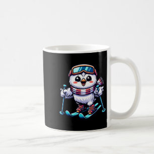 Sneeuwuil die skiet, schattige uilskiër koffiemok