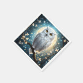 Sneeuwuil en maan met fonkeling, servet (Hoek)