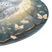 Sneeuwuil en maan met fonkeling, snijplank (Hoek)