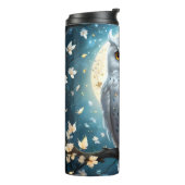 Sneeuwuil en maan met fonkeling, thermosbeker (Gedraaid links)