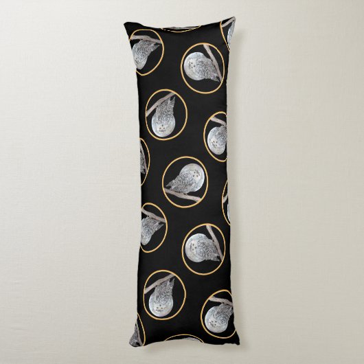 Sneeuwuil en Maan Schilderen Originele Wild Bird A Lichaamskussen (Achterkant (Verticaal))