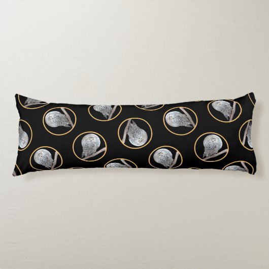 Sneeuwuil en Maan Schilderen Originele Wild Bird A Lichaamskussen (Voorkant)