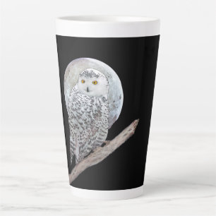 Sneeuwuil en Maan Schilderij - Originele Vogel Kun Latte Mok