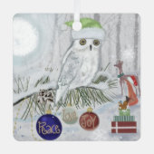 Sneeuwuil en vrienden op kerstavond metalen ornament (Voorkant)