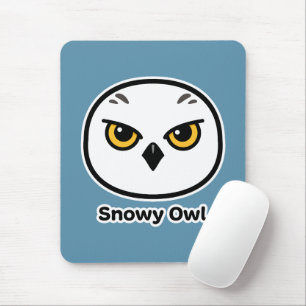 Sneeuwuil Gezicht Vogel Illustratie Muismat